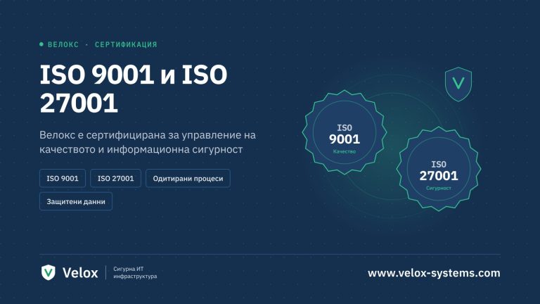 Велокс вече е сертифицирана по ISO 9001 и ISO 27001